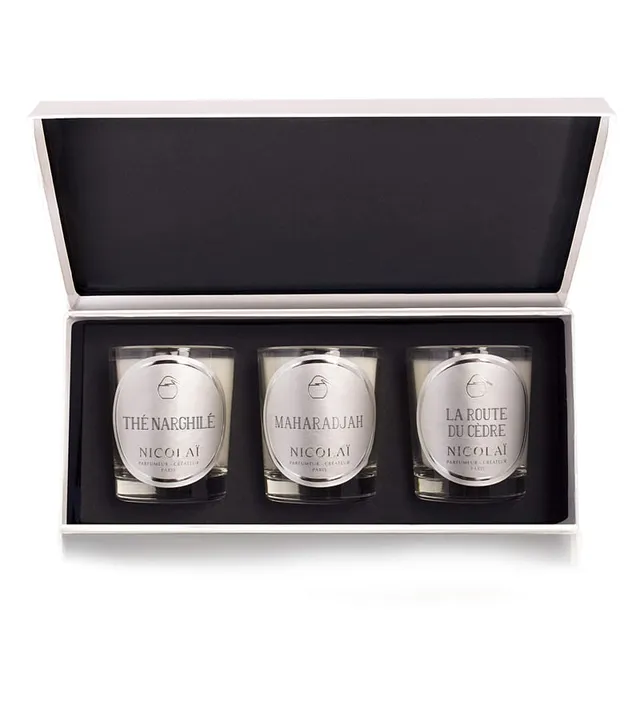 maison-nicola-coffret-3-bougies-maharadjah-c-dre-th-narghil-70g image 1