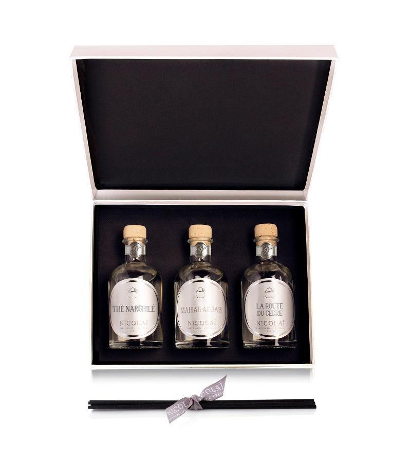 maison-nicola-coffret-3-diffuseurs-tiges-maharadjah-th-narghil-la-route-du-c-dre image 1