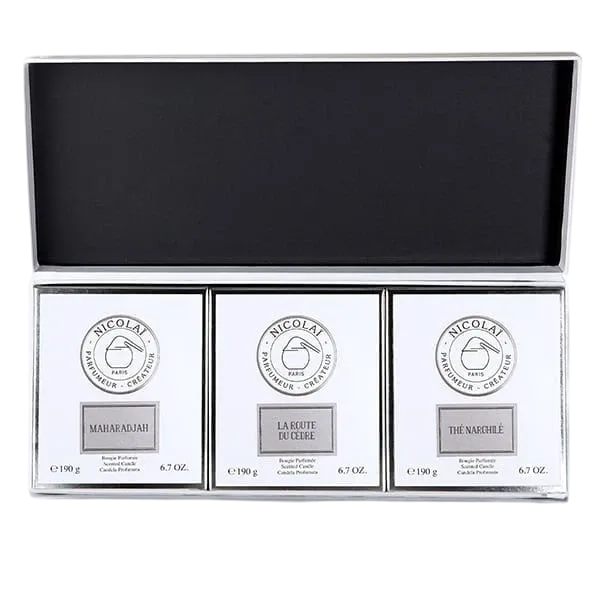 maison-nicola-coffret-bougies-3x190g-maharadjah-la-route-du-c-dre-th-narghil image 1